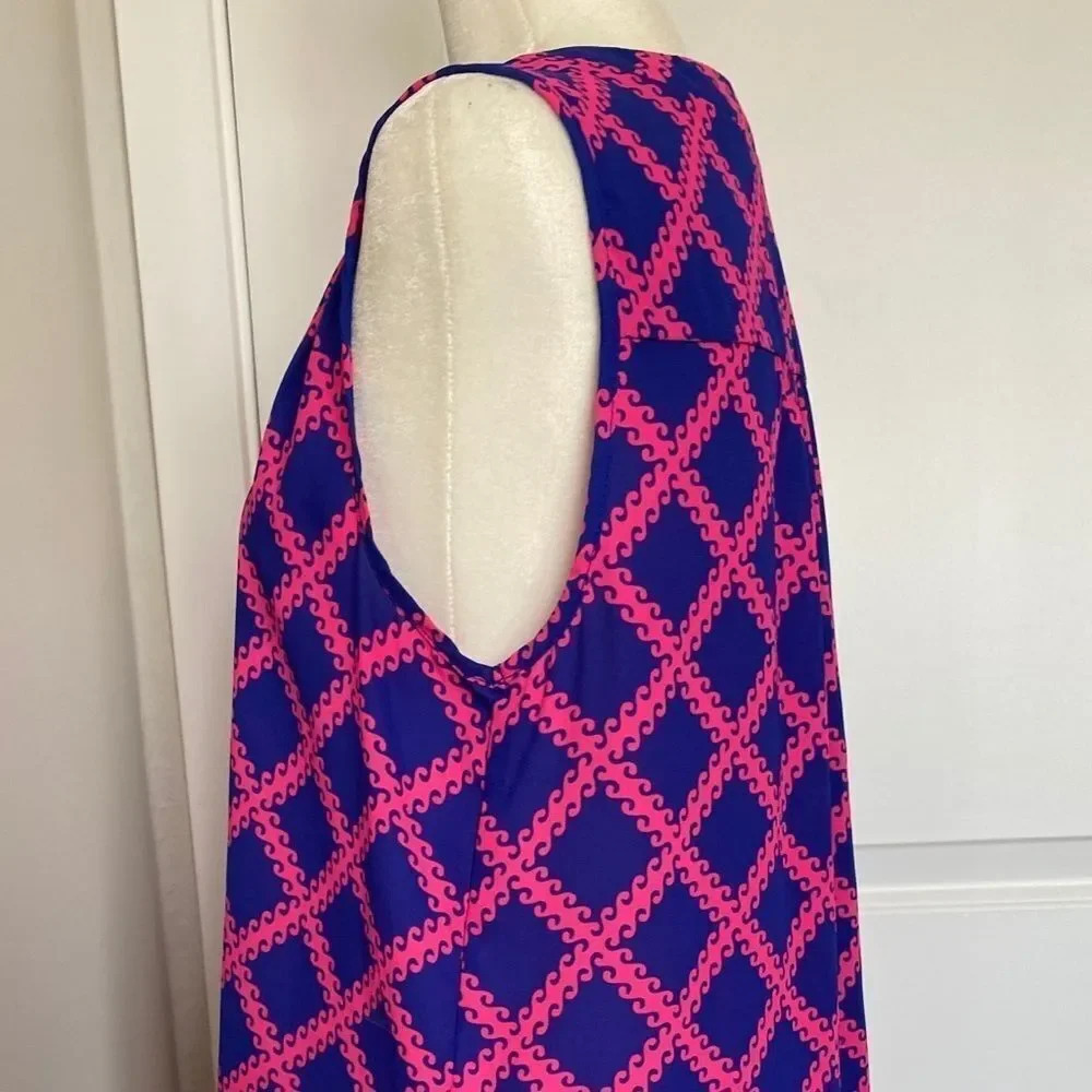 Stitch Fix 41 Hawthorn Blue Pink Design V-Neck Tank Top - Picture 9 of 11